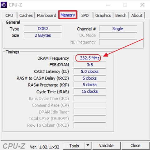 Пункт DRAM Frequency в консоли программы CPUID CPU-Z