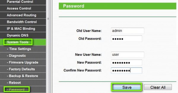 Смена пароля на роутерах TP-Link