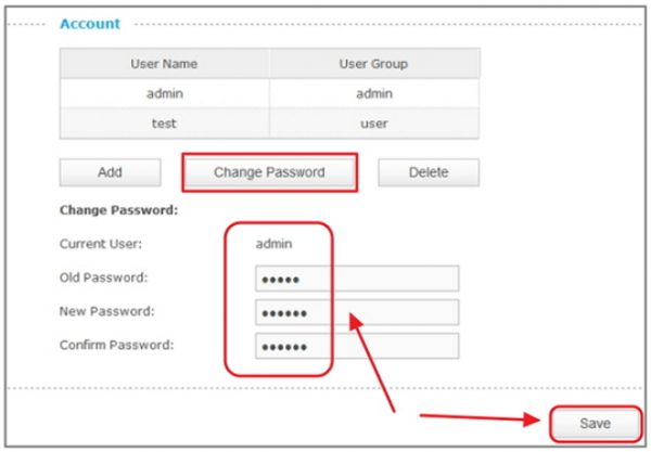 Изменение пароля администратора