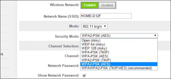 Типы шифрования сигнала в сети Wi-Fi