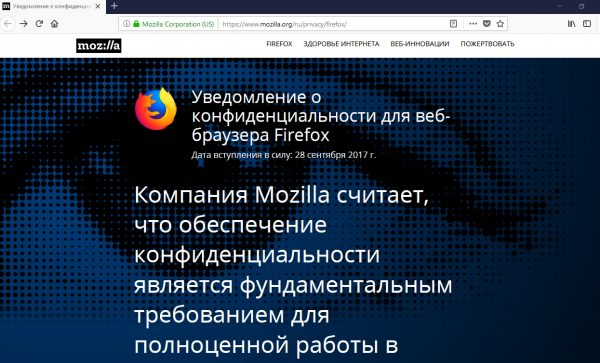 Стартовое окно браузера Mozilla Firefox