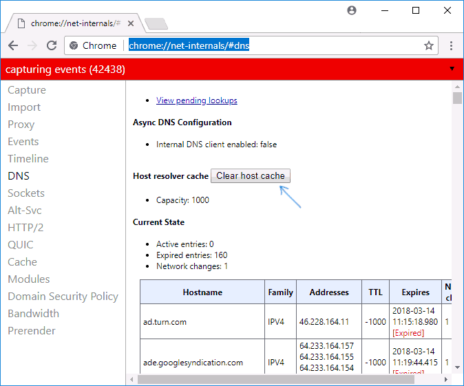 Clear dns cache