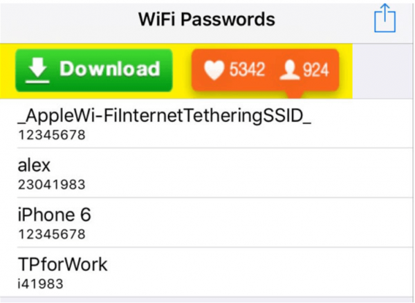 Просмотр пароля в Wi-Fi Password List