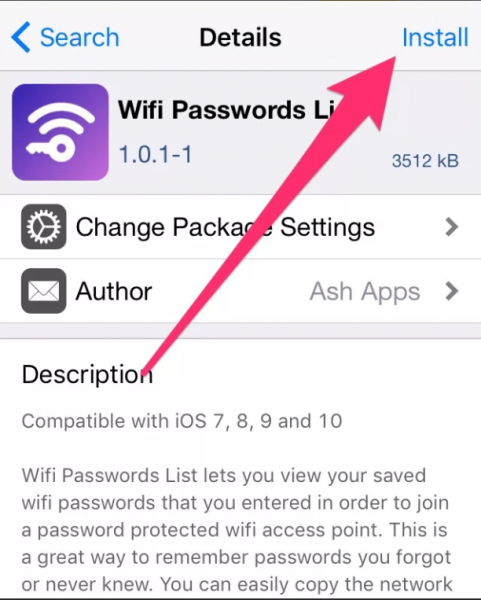 Установка приложения Wi-Fi Password List