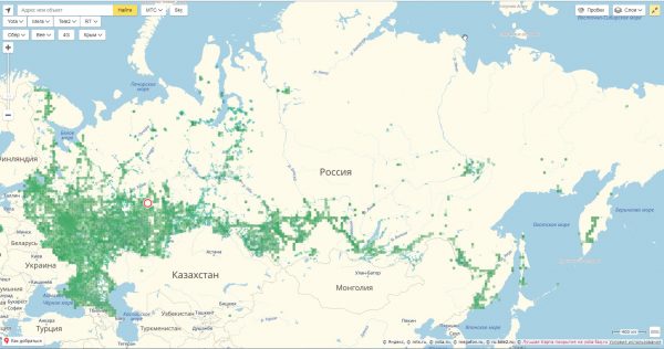 Карта покрытия сети 3G на территории России