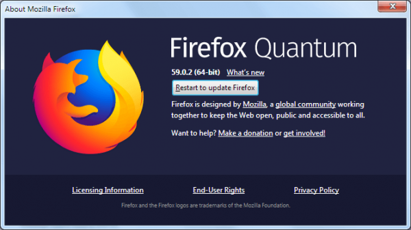 Поиск обновлений Firefox